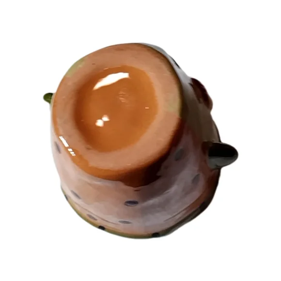 👣4/$20. Green Glazed Ceramic Funny Face Minimalist Planter - Picture 7 of 7